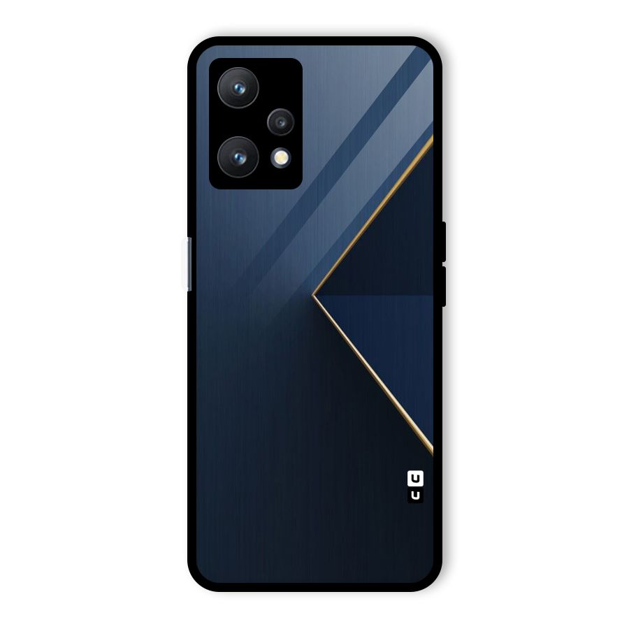 Golden Blue Triangle Glass Back Case for Realme 9 Pro 5G
