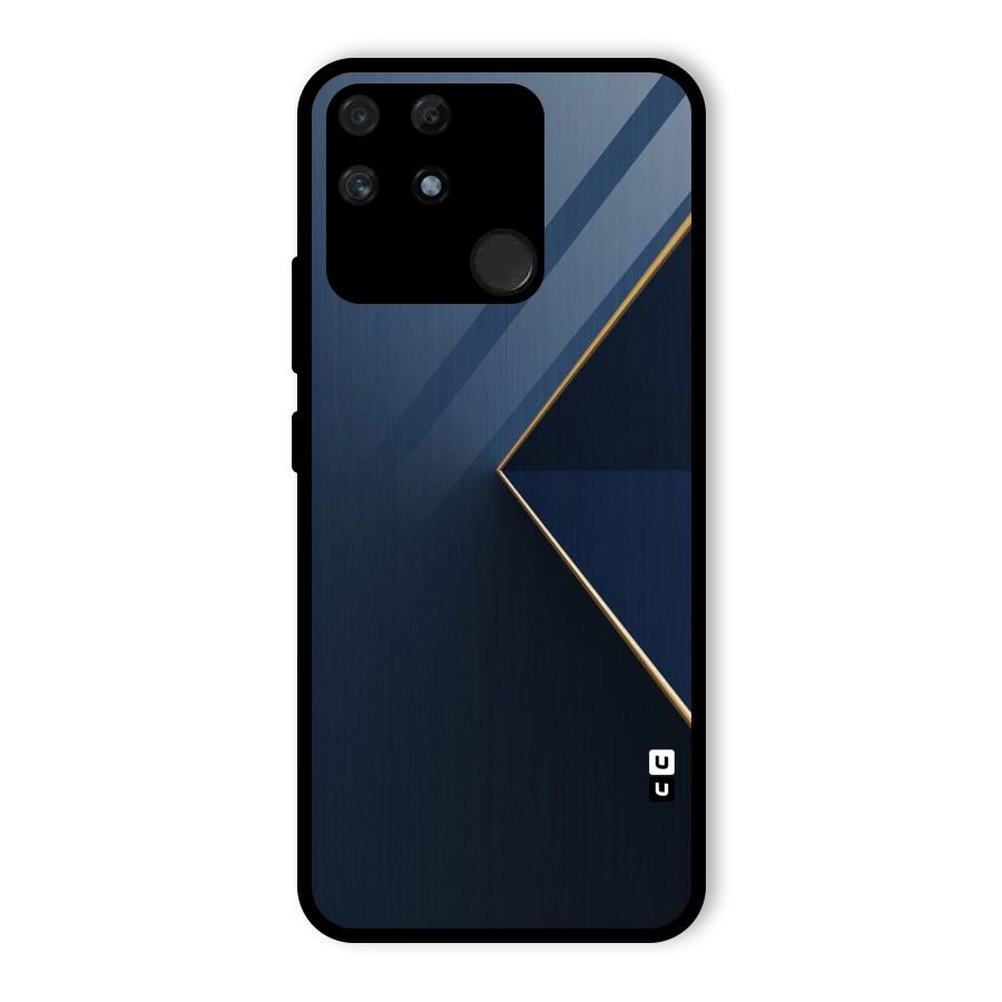 Golden Blue Triangle Glass Back Case for Realme Narzo 50A