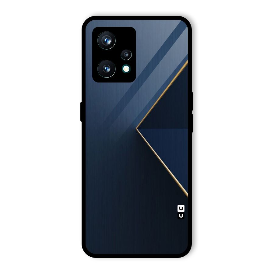 Golden Blue Triangle Glass Back Case for Realme Narzo 50 Pro