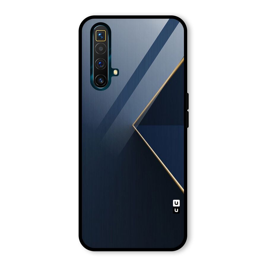 Golden Blue Triangle Glass Back Case for Realme X3 SuperZoom