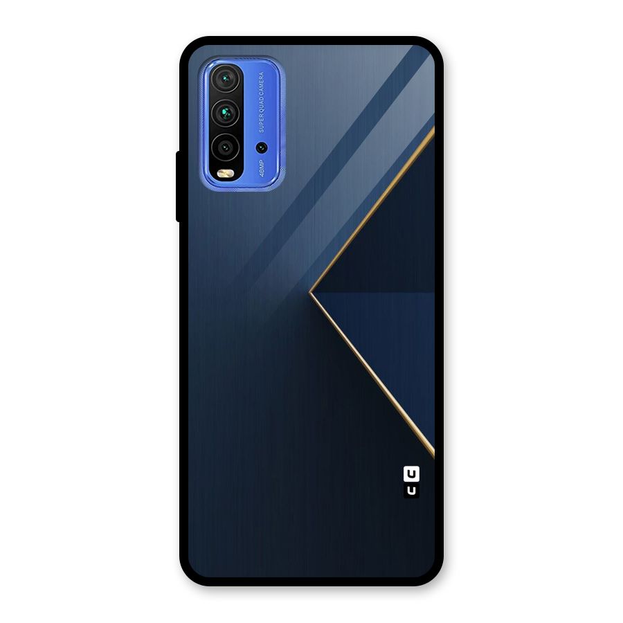 Golden Blue Triangle Glass Back Case for Redmi 9 Power