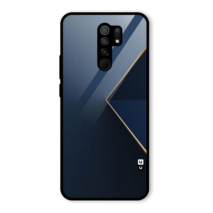 Golden Blue Triangle Glass Back Case for Redmi 9 Prime