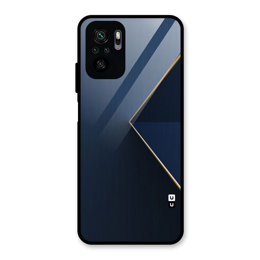 Golden Blue Triangle Glass Back Case for Redmi Note 10S