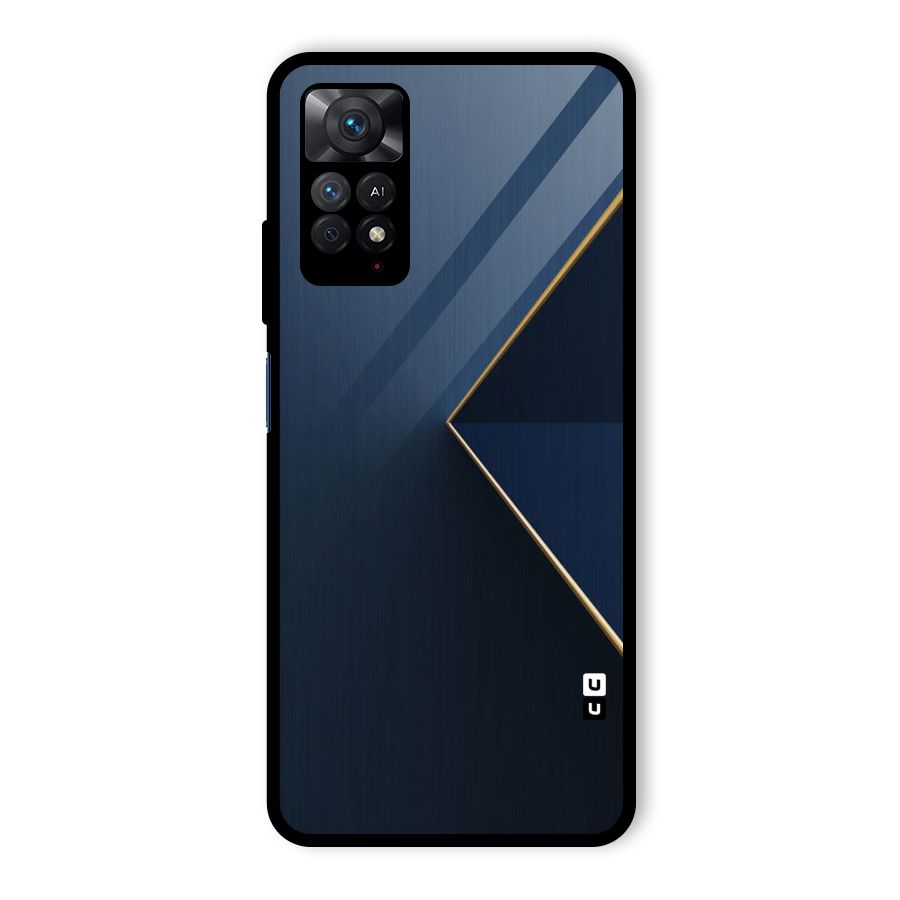 Golden Blue Triangle Glass Back Case for Redmi Note 11 Pro
