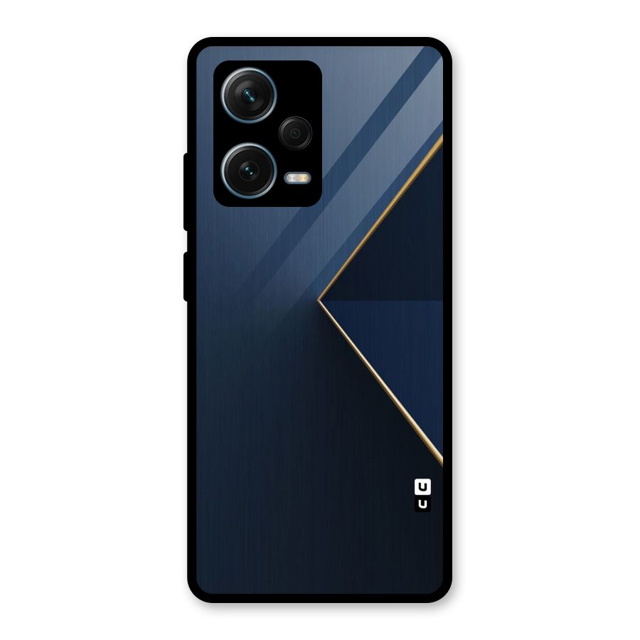Golden Blue Triangle Glass Back Case for Redmi Note 12 Pro Plus 5G