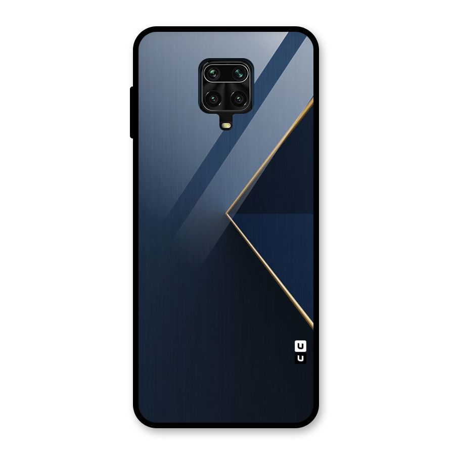 Golden Blue Triangle Glass Back Case for Redmi Note 9 Pro Max