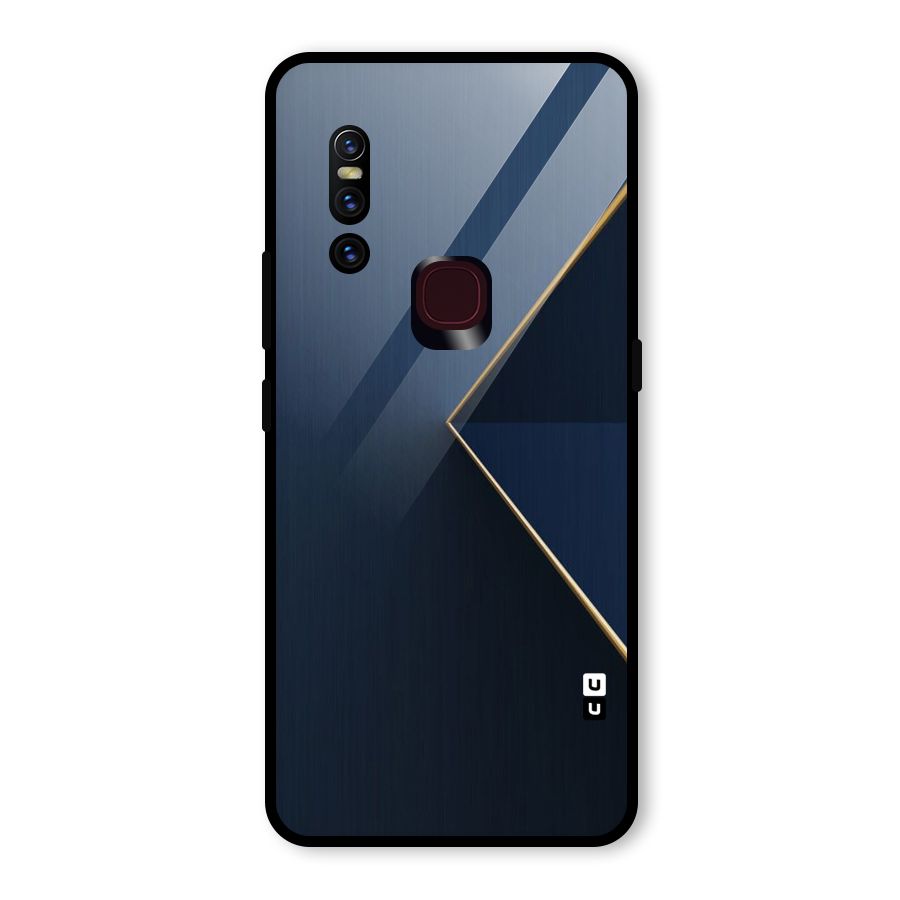 Golden Blue Triangle Glass Back Case for Vivo V15