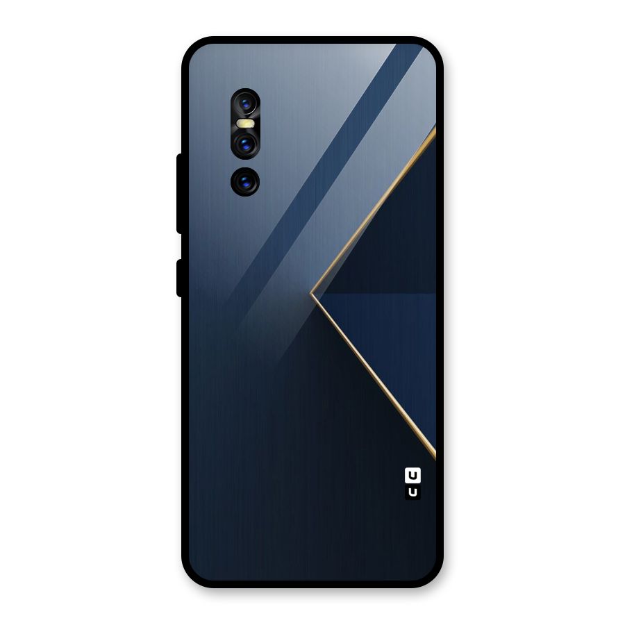 Golden Blue Triangle Glass Back Case for Vivo V15 Pro