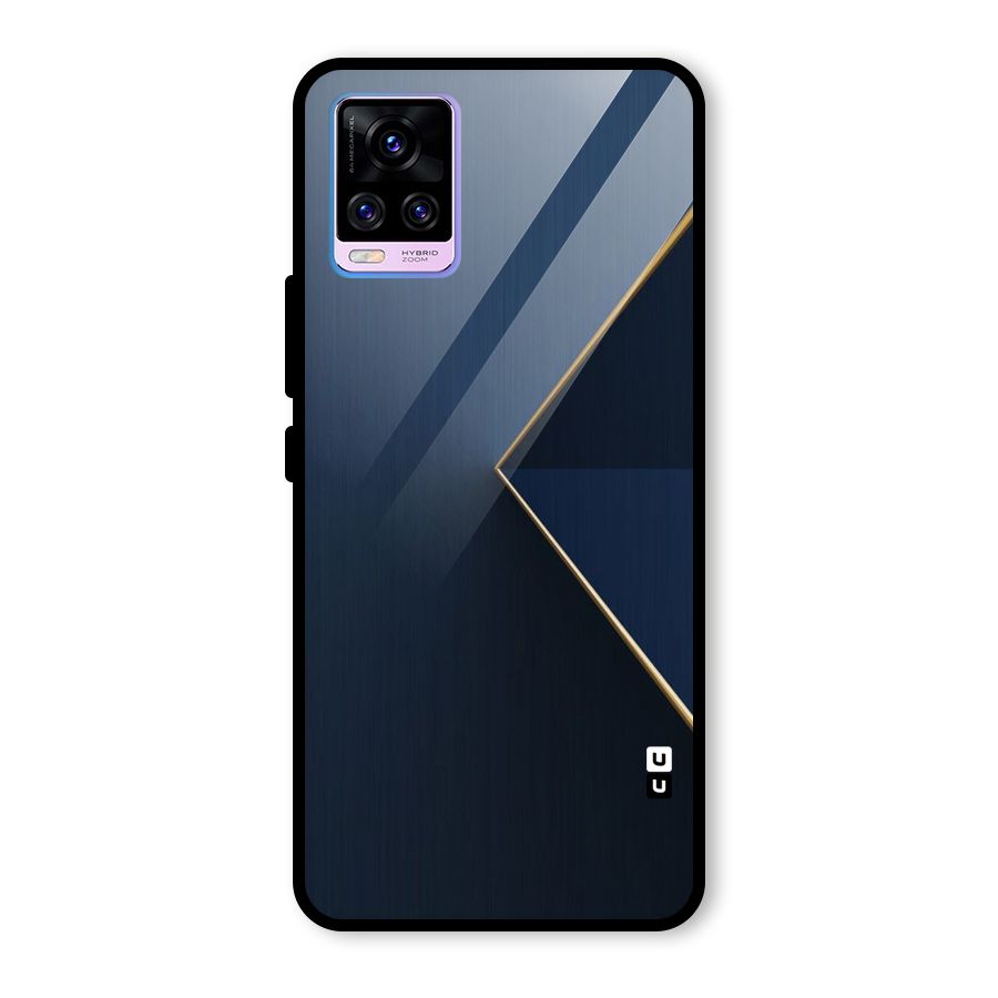 Golden Blue Triangle Glass Back Case for Vivo V20 Pro