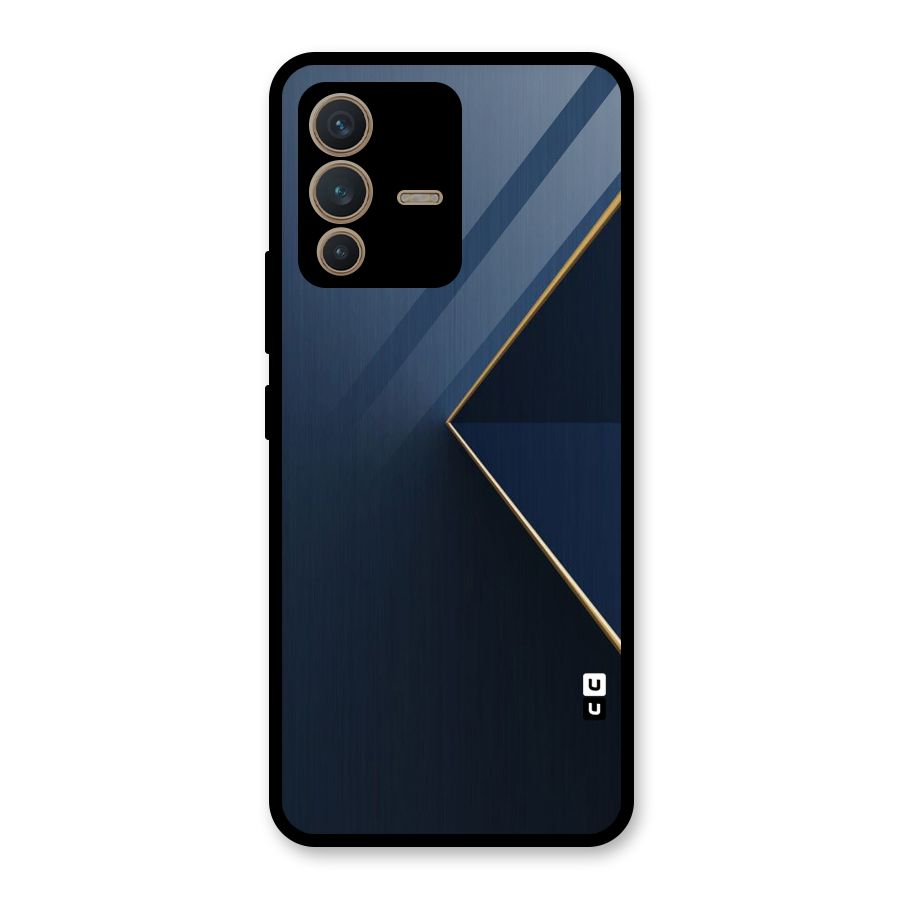 Golden Blue Triangle Glass Back Case for Vivo V23 5G