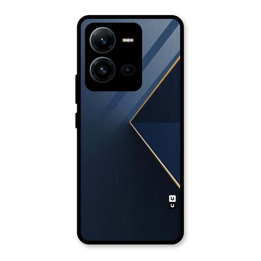 Golden Blue Triangle Glass Back Case for Vivo V25