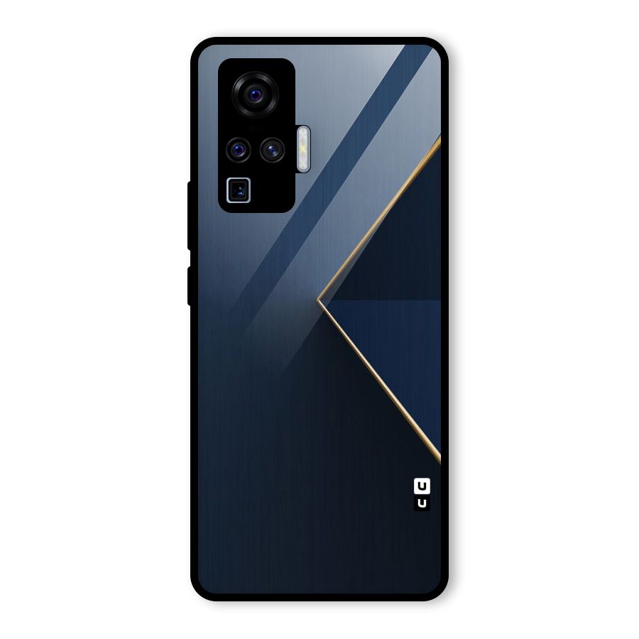 Golden Blue Triangle Glass Back Case for Vivo X50 Pro