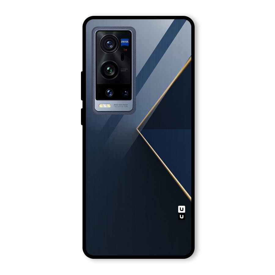 Golden Blue Triangle Glass Back Case for Vivo X60 Pro Plus
