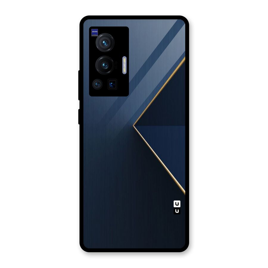 Golden Blue Triangle Glass Back Case for Vivo X70 Pro
