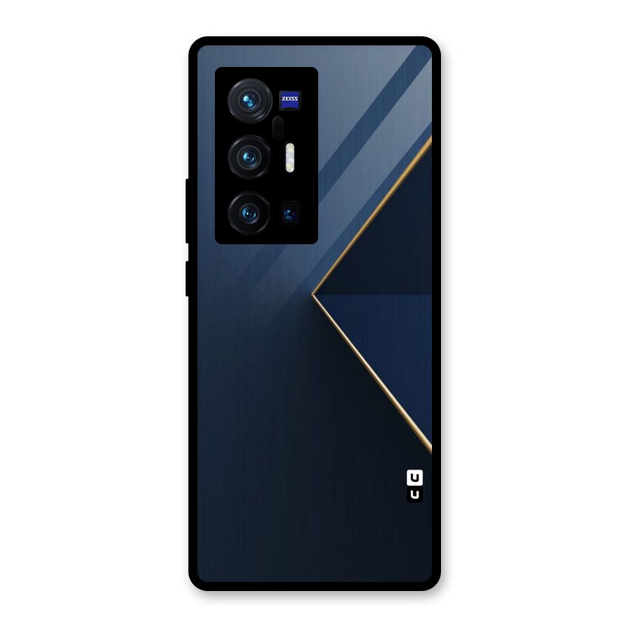 Golden Blue Triangle Glass Back Case for Vivo X70 Pro Plus