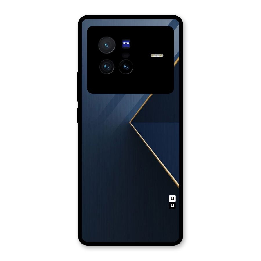 Golden Blue Triangle Glass Back Case for Vivo X80
