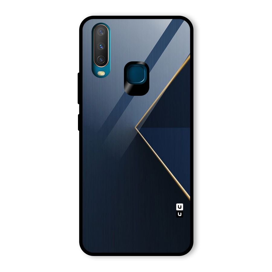 Golden Blue Triangle Glass Back Case for Vivo Y12