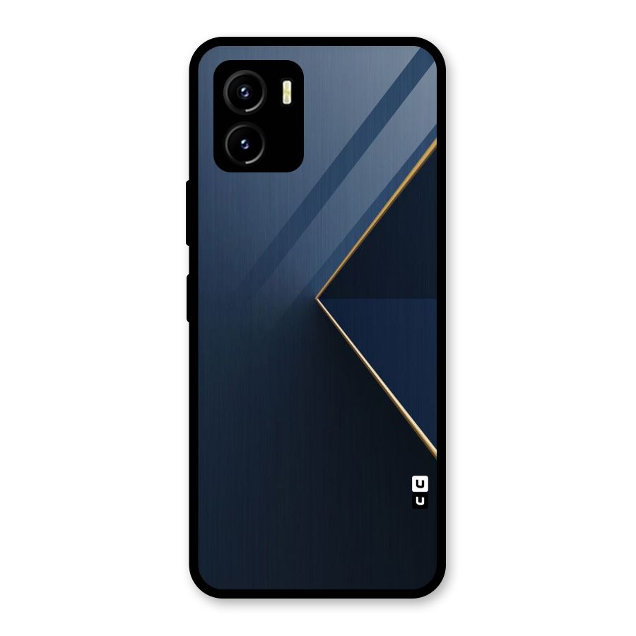 Golden Blue Triangle Glass Back Case for Vivo Y15s