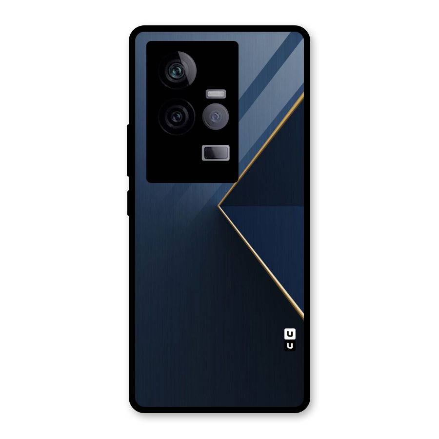 Golden Blue Triangle Glass Back Case for Vivo iQOO 11 5G