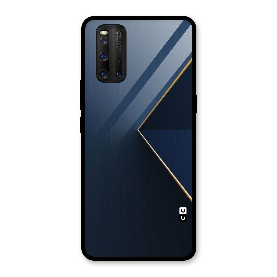 Golden Blue Triangle Glass Back Case for Vivo iQOO 3