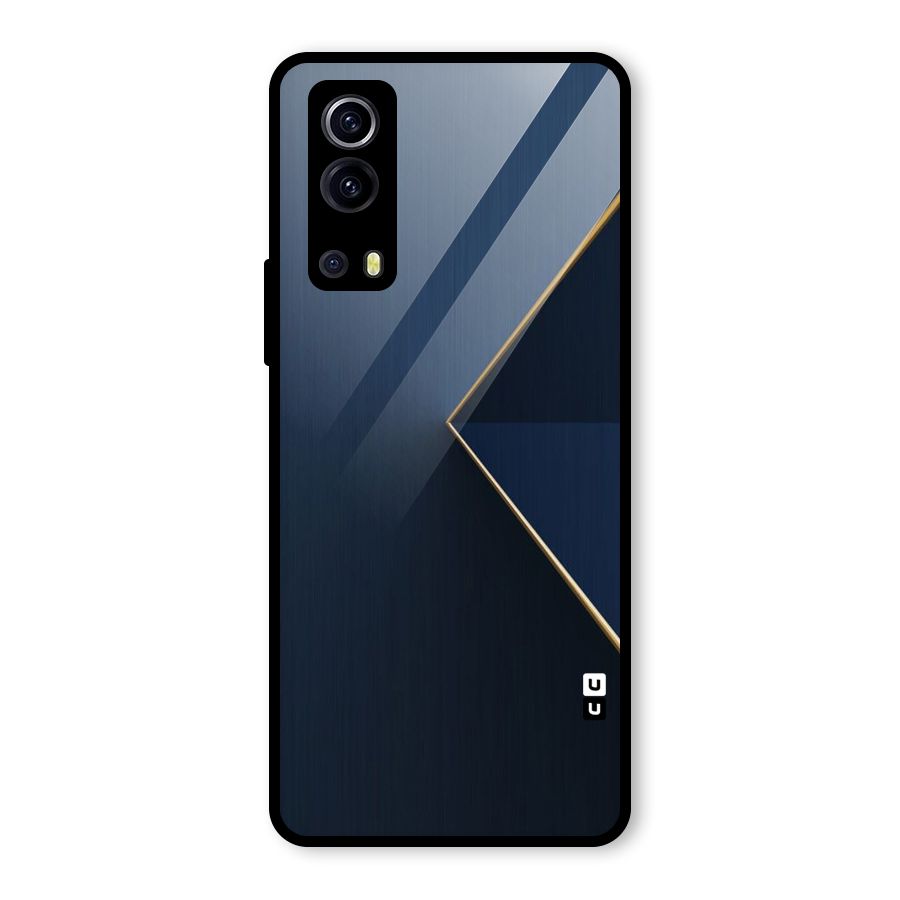 Golden Blue Triangle Glass Back Case for Vivo iQOO Z3