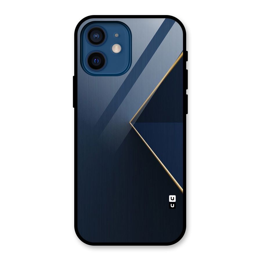 Golden Blue Triangle Glass Back Case for iPhone 12 Mini