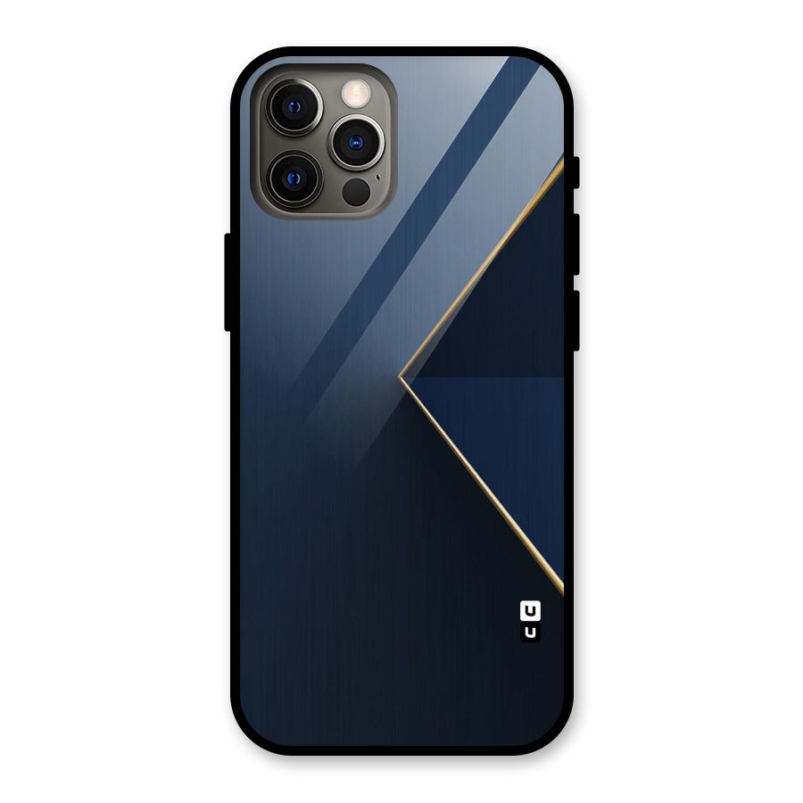 Golden Blue Triangle Glass Back Case for iPhone 12 Pro