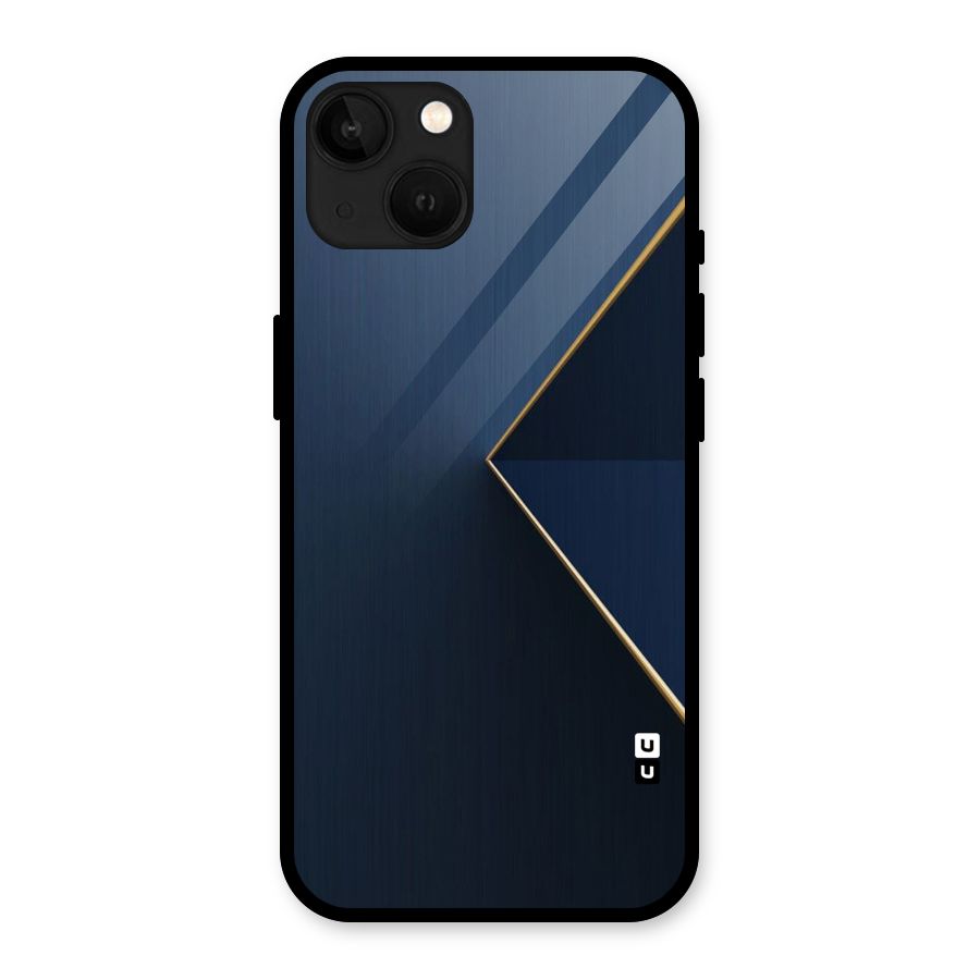 Golden Blue Triangle Glass Back Case for iPhone 13