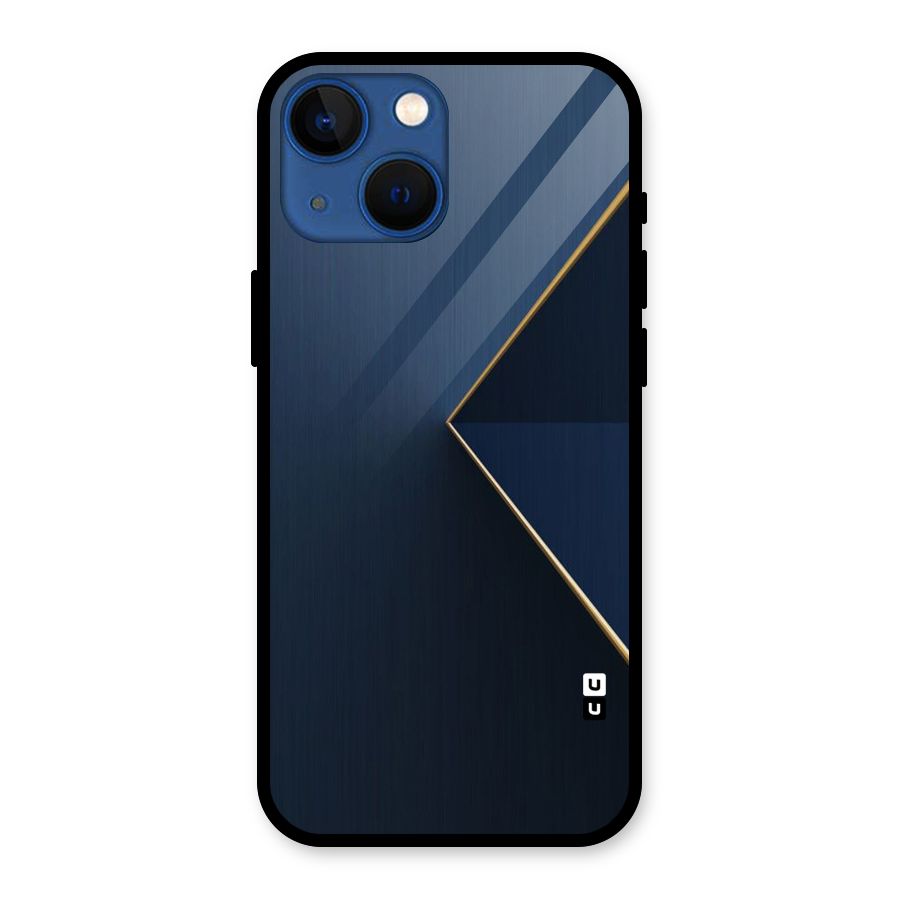 Golden Blue Triangle Glass Back Case for iPhone 13 Mini