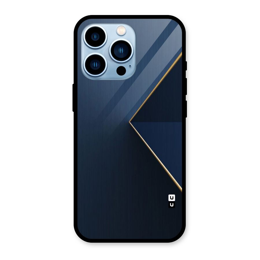 Golden Blue Triangle Glass Back Case for iPhone 13 Pro