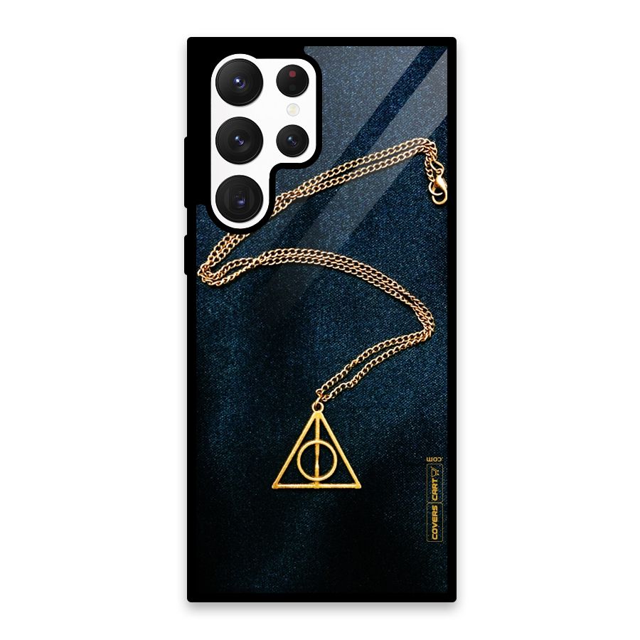 Golden Chain Glass Back Case for Galaxy S22 Ultra 5G