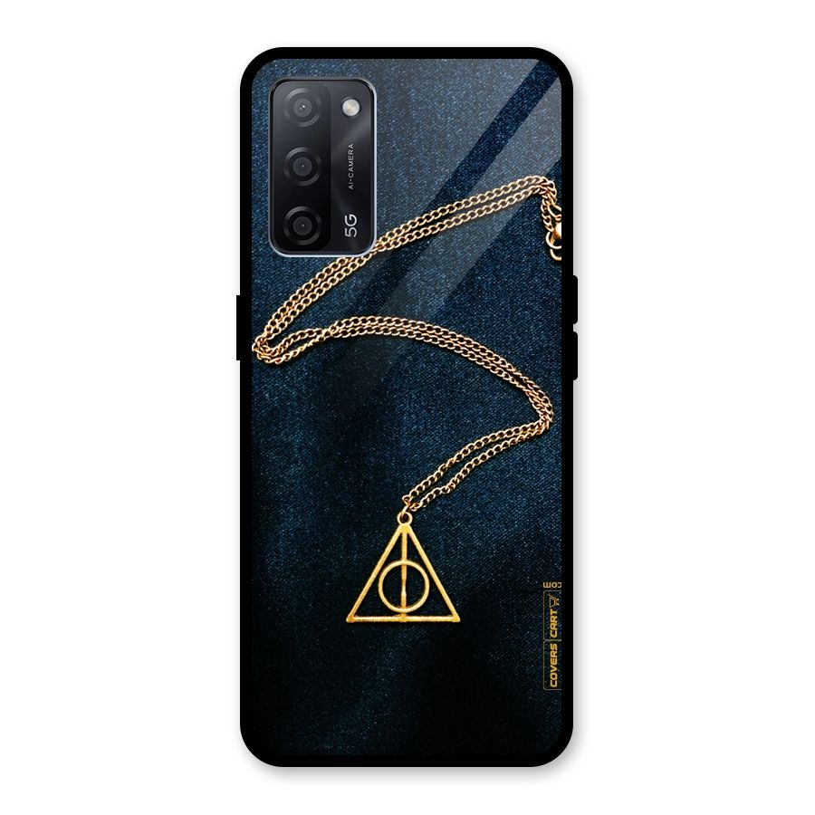Golden Chain Glass Back Case for Oppo A53s 5G