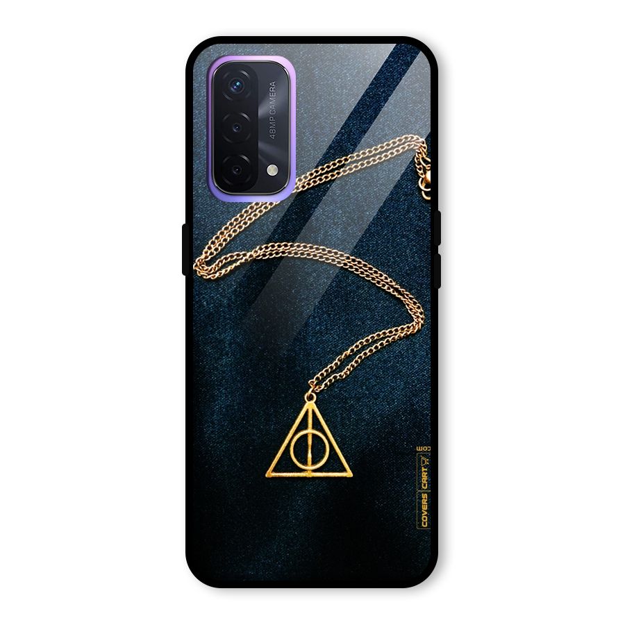 Golden Chain Glass Back Case for Oppo A74 5G