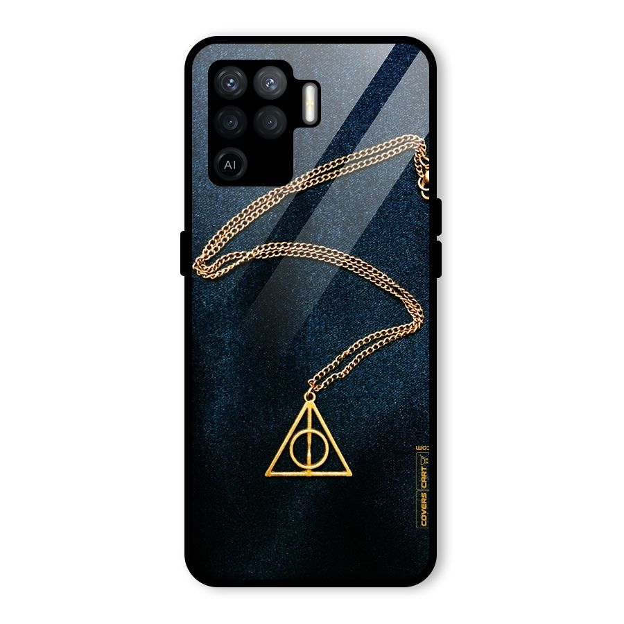 Golden Chain Glass Back Case for Oppo F19 Pro