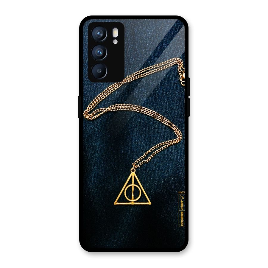 Golden Chain Glass Back Case for Oppo Reno6 5G