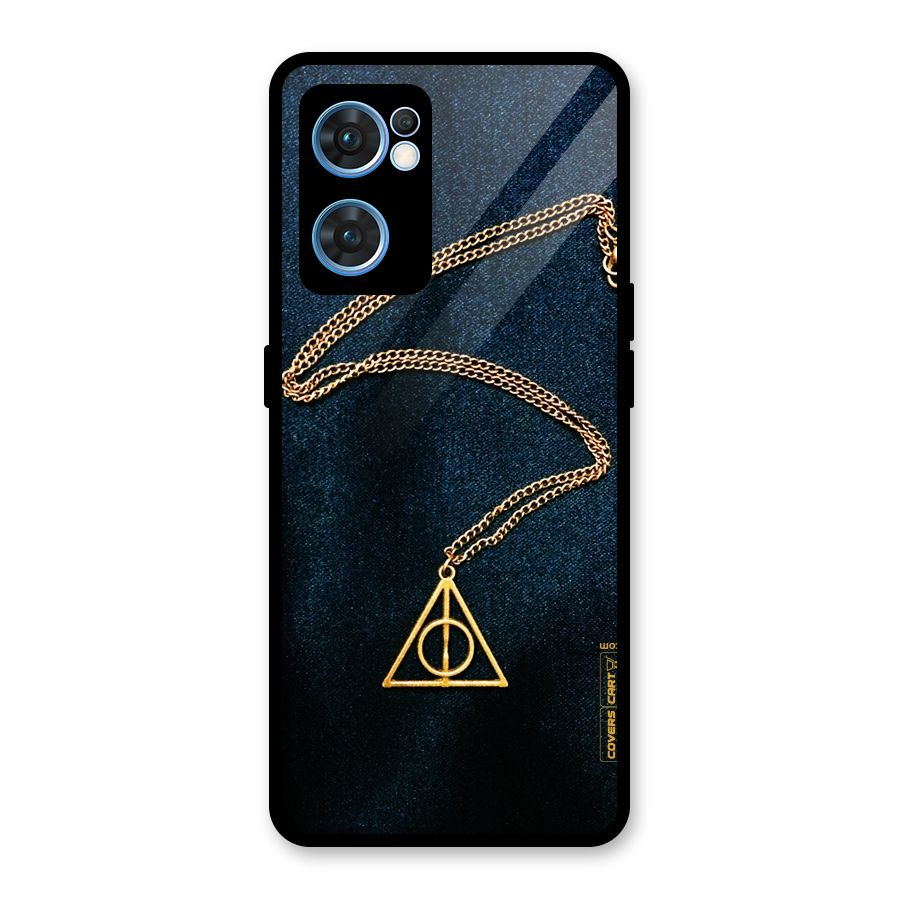 Golden Chain Glass Back Case for Oppo Reno7 5G