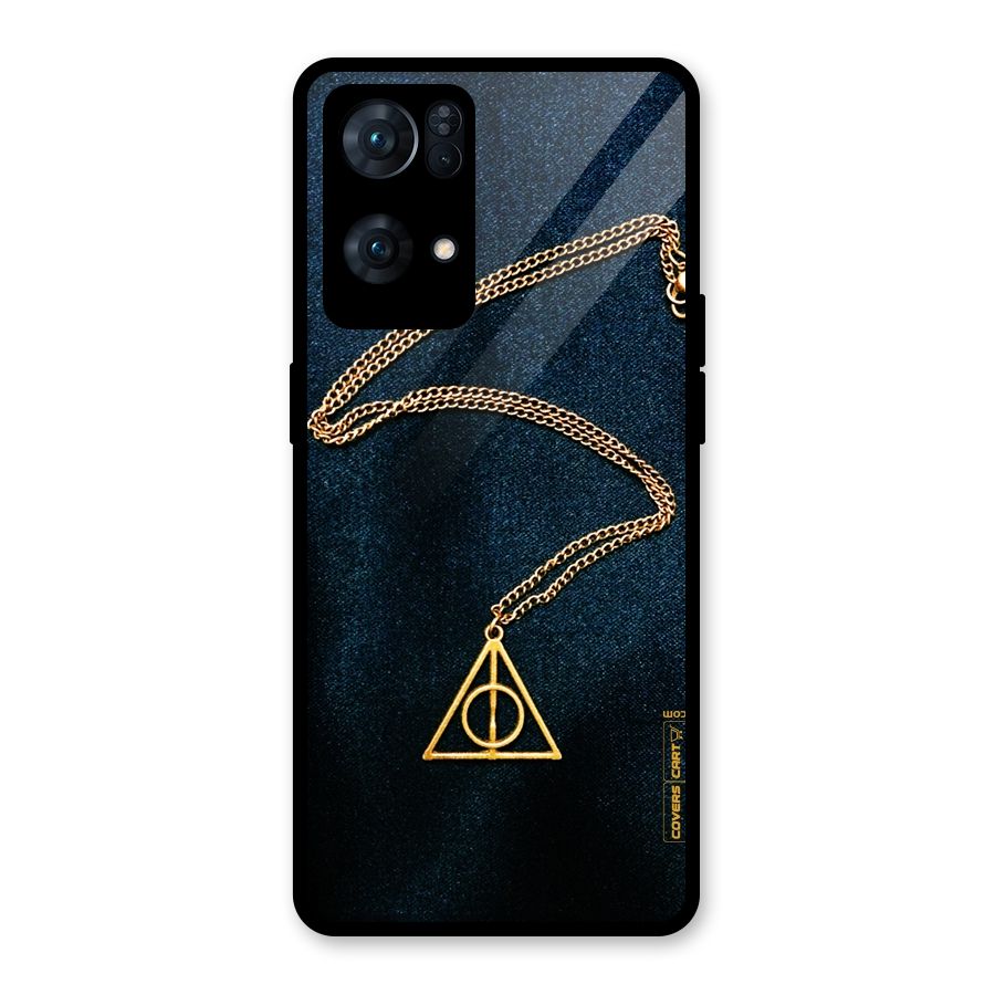Golden Chain Glass Back Case for Oppo Reno7 Pro 5G