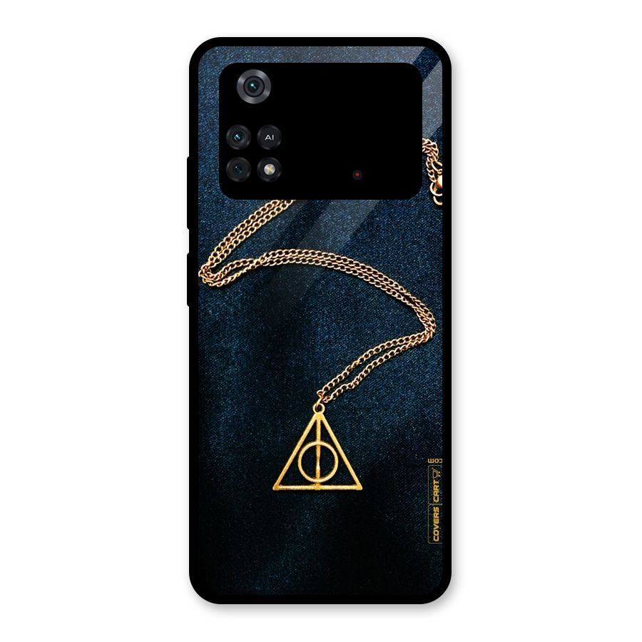 Golden Chain Glass Back Case for Poco M4 Pro 4G