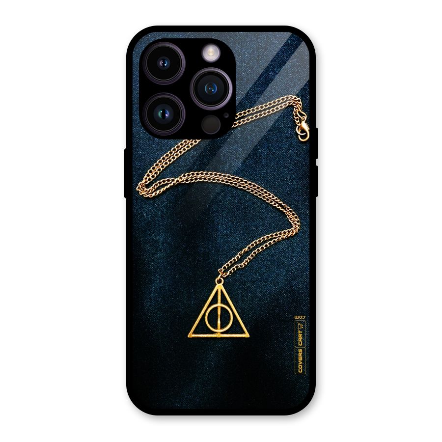 Golden Chain Glass Back Case for iPhone 14 Pro