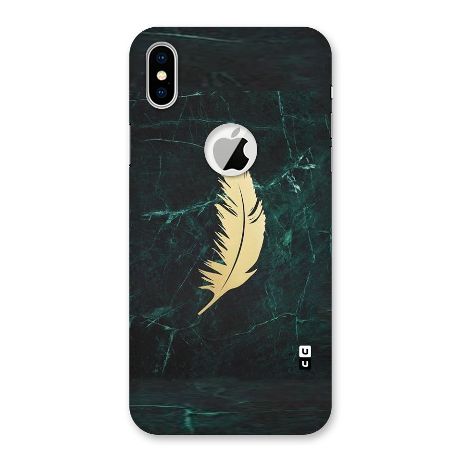 Golden Feather Back Case for iPhone XS Logo Cut