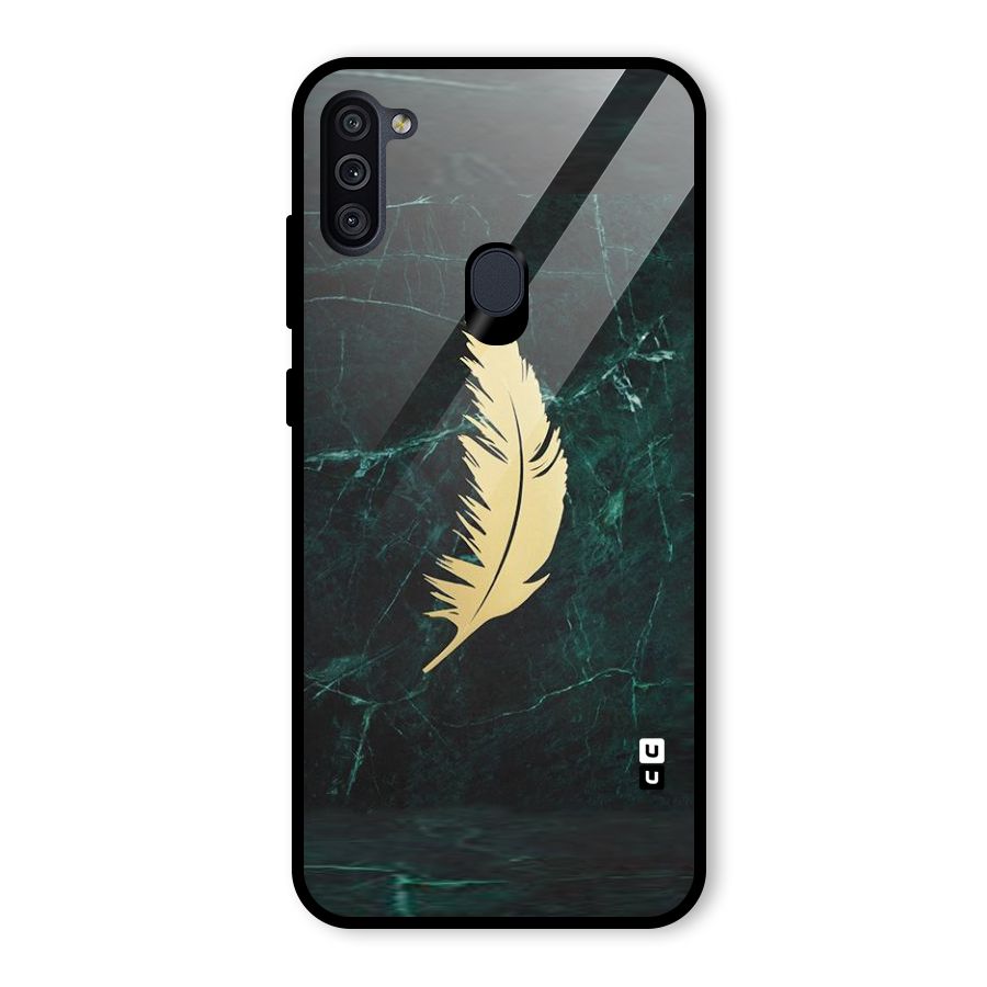 Golden Feather Glass Back Case for Galaxy M11