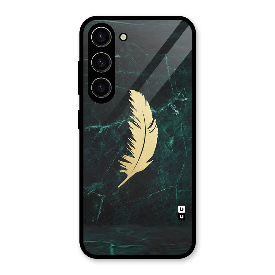 Golden Feather Glass Back Case for Galaxy S23