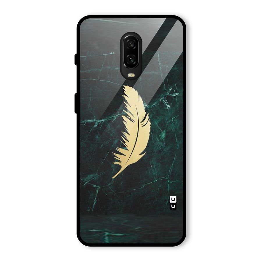 Golden Feather Glass Back Case for OnePlus 6T