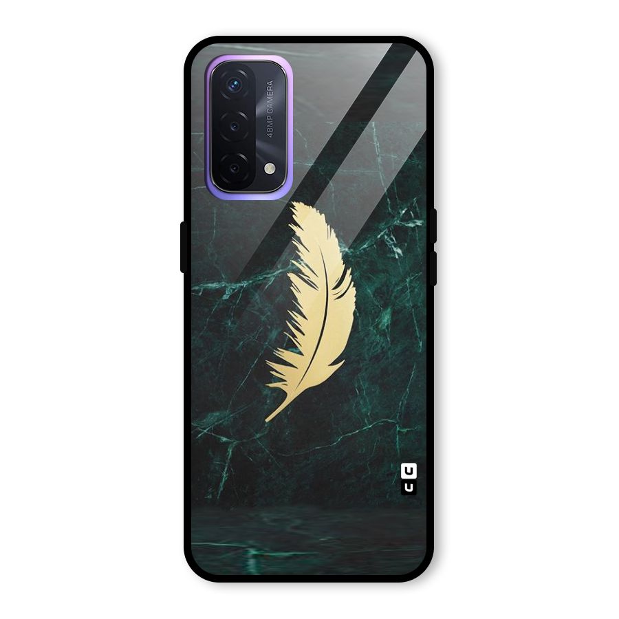 Golden Feather Glass Back Case for Oppo A74 5G