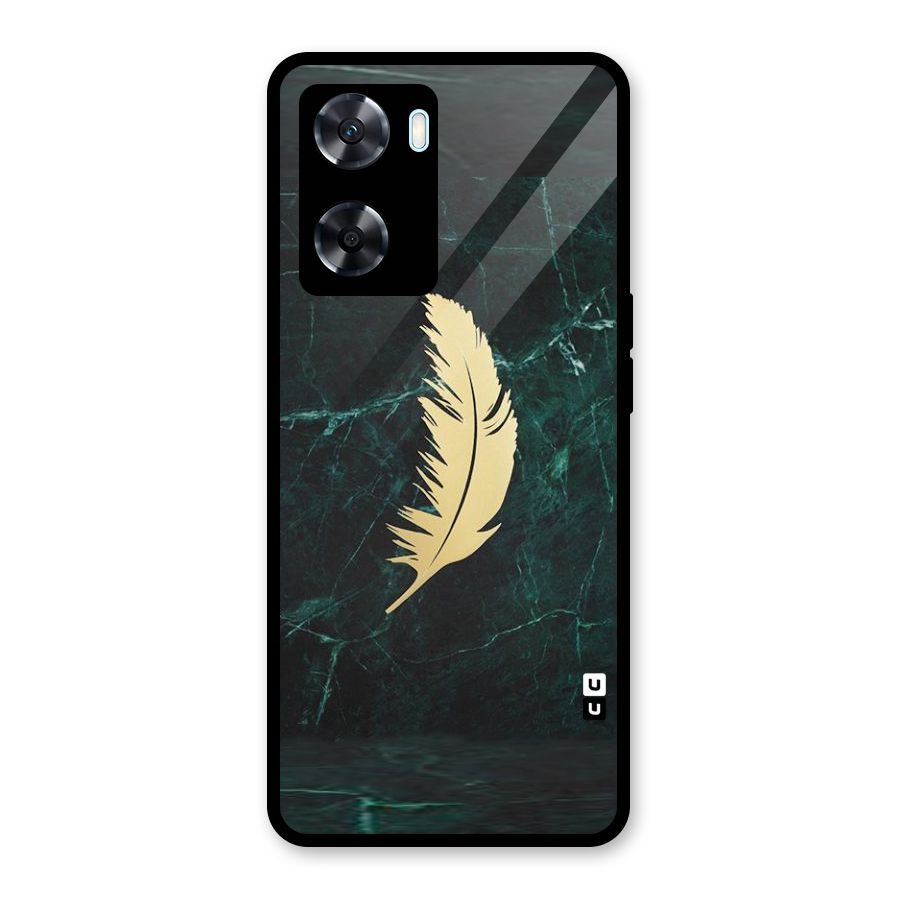 Golden Feather Glass Back Case for Oppo A77