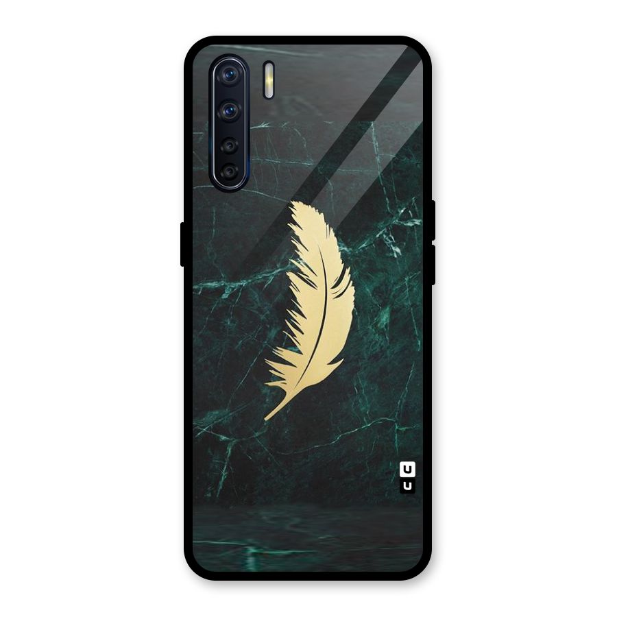 Golden Feather Glass Back Case for Oppo F15