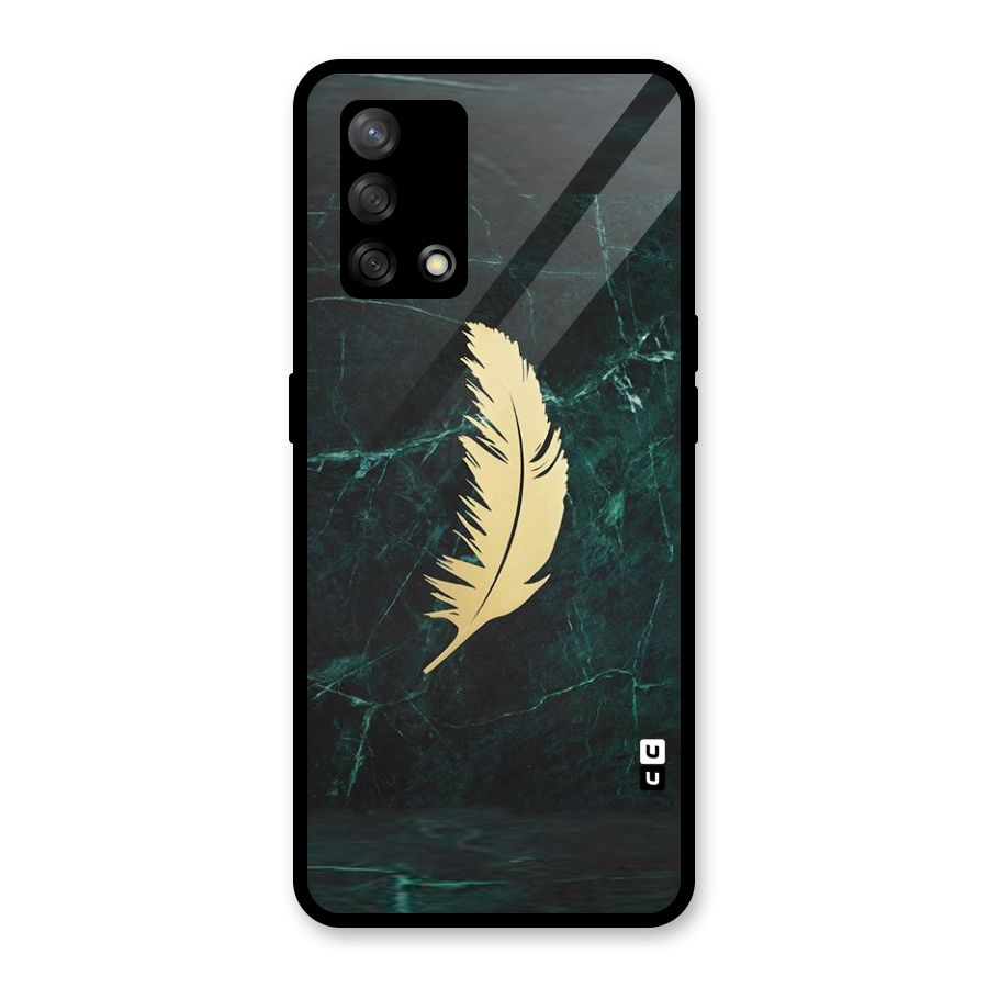 Golden Feather Glass Back Case for Oppo F19
