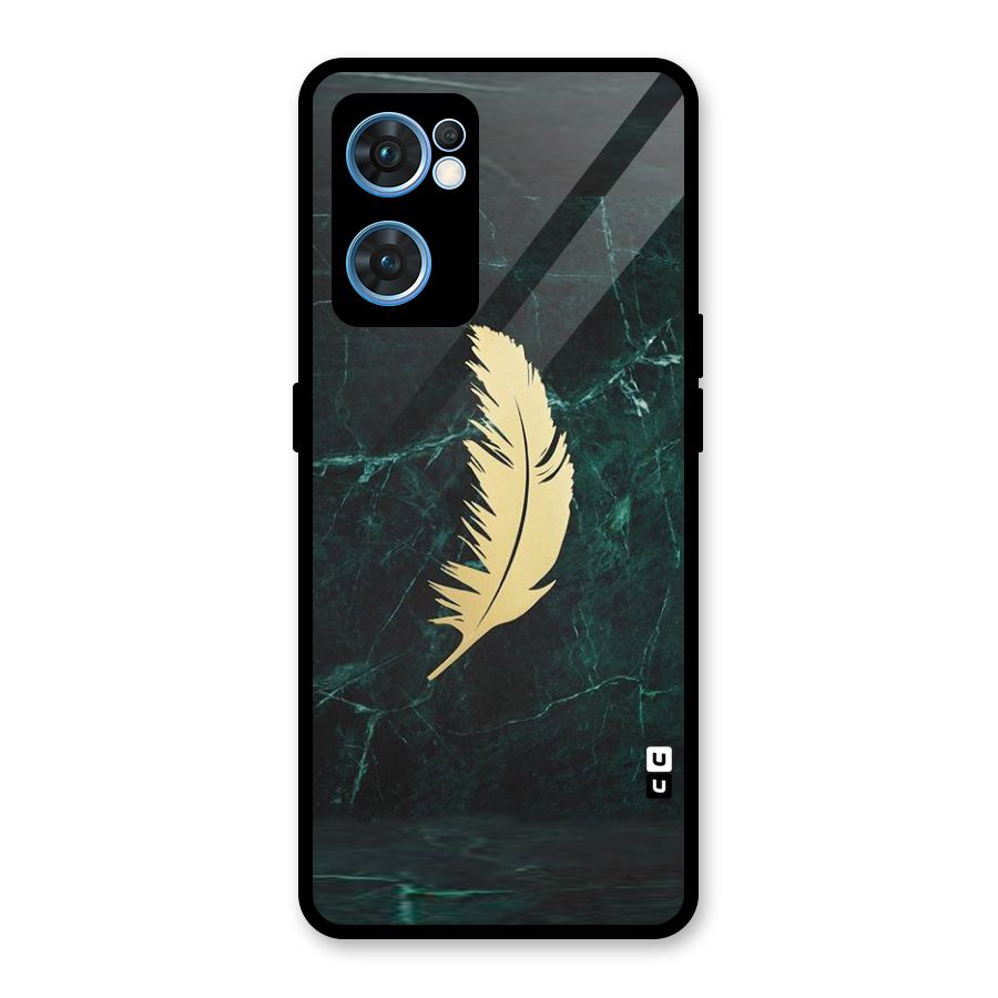 Golden Feather Glass Back Case for Oppo Reno7 5G