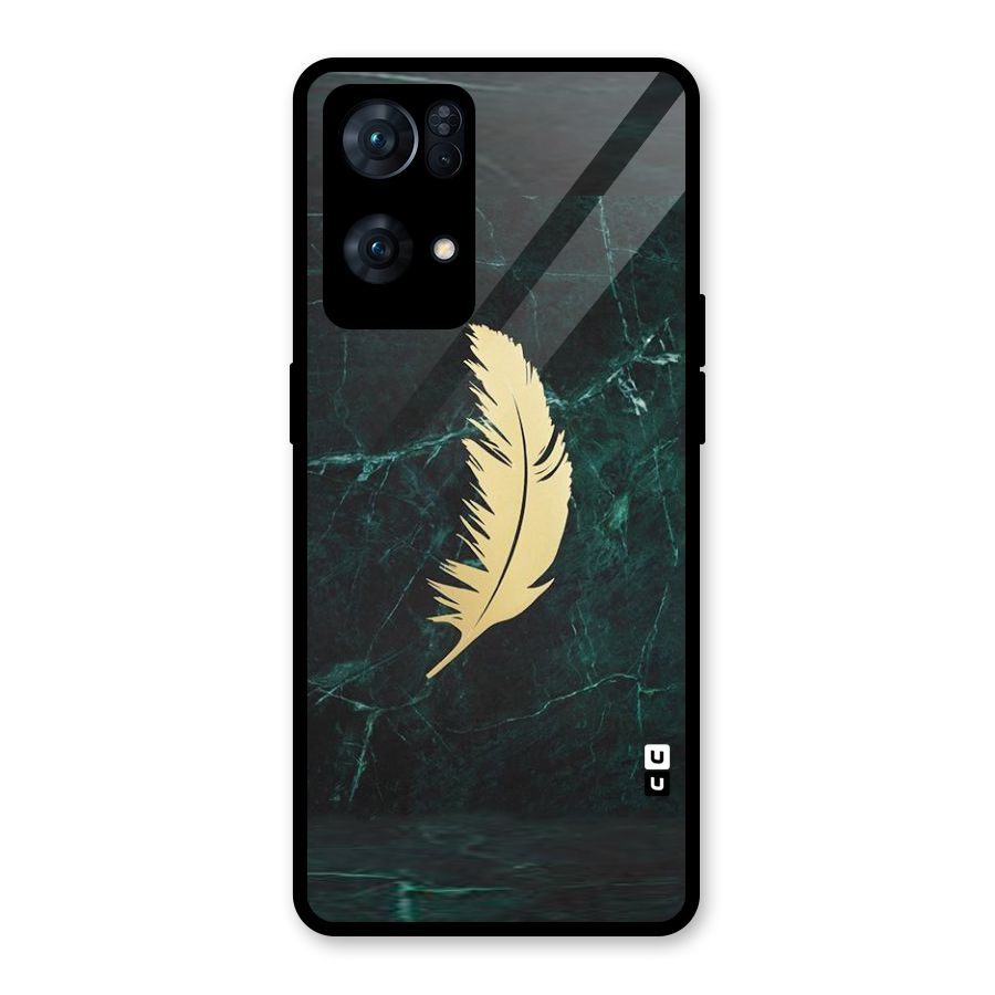 Golden Feather Glass Back Case for Oppo Reno7 Pro 5G