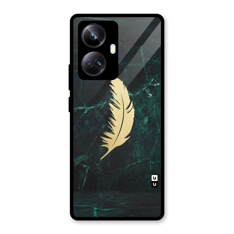 Golden Feather Glass Back Case for Realme 10 Pro Plus